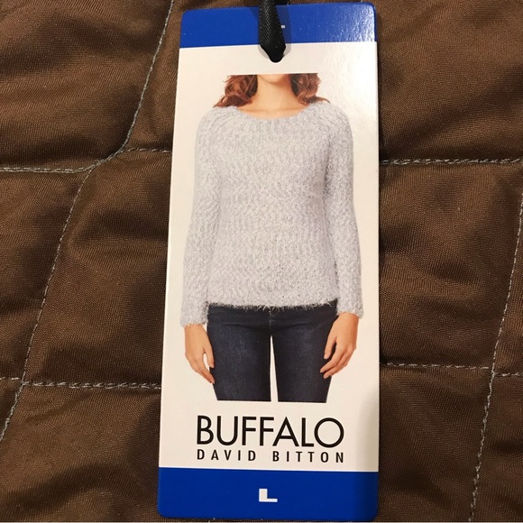 NWT Soft Delicate Knit Sweater by Buffalo David Bitton - Large - Gray & White - Picture 10 of 14